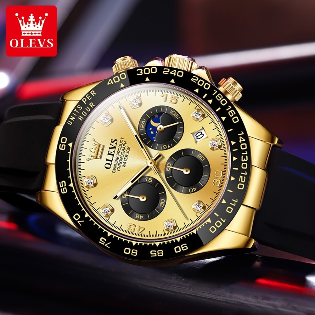 Waterproof Quartz OLEVS Watch Luxury Business Luminous Men’s Date Strap
