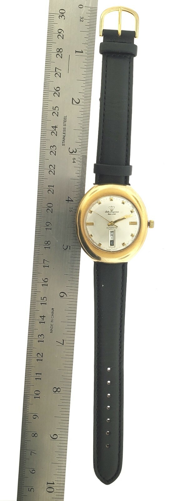 RARE Jumbo Jules Jurgensen 39mm Watch Day Date 10K Yellow Gold Plated Auto.