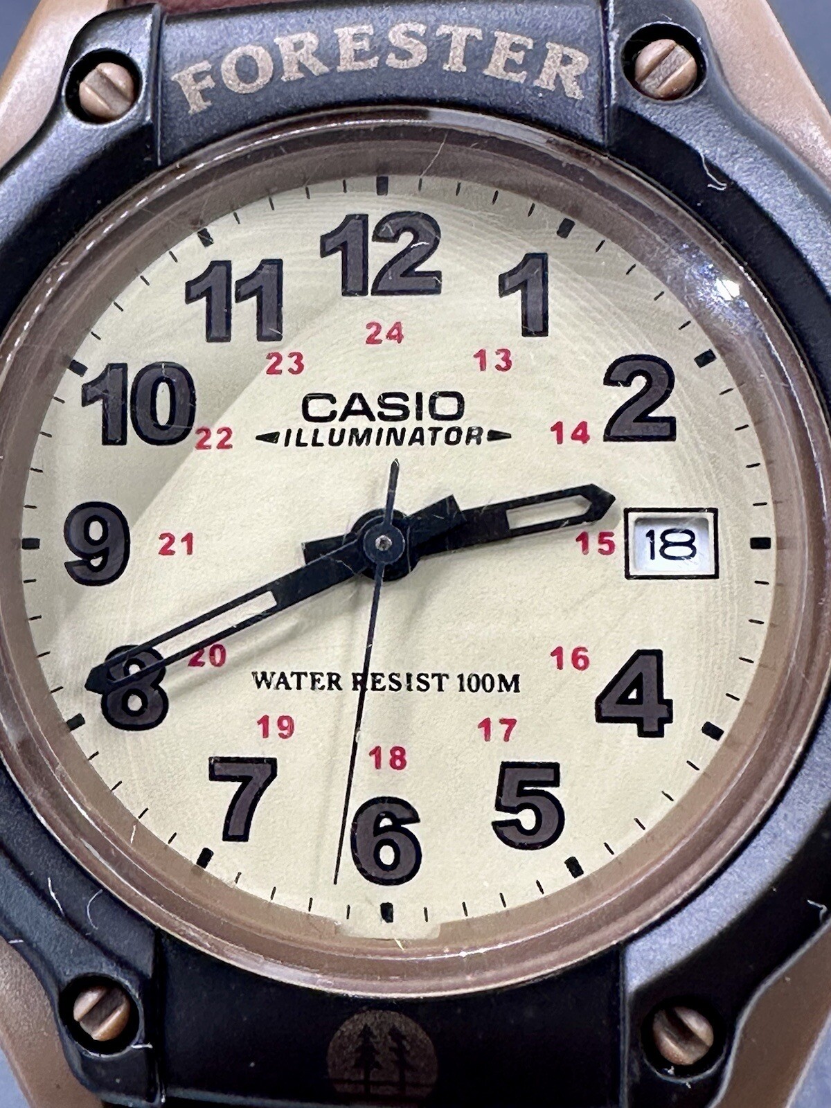Casio Men’s Watch FT500W Illuminator Quartz Digital Brown Leather Canvas 5405 C5