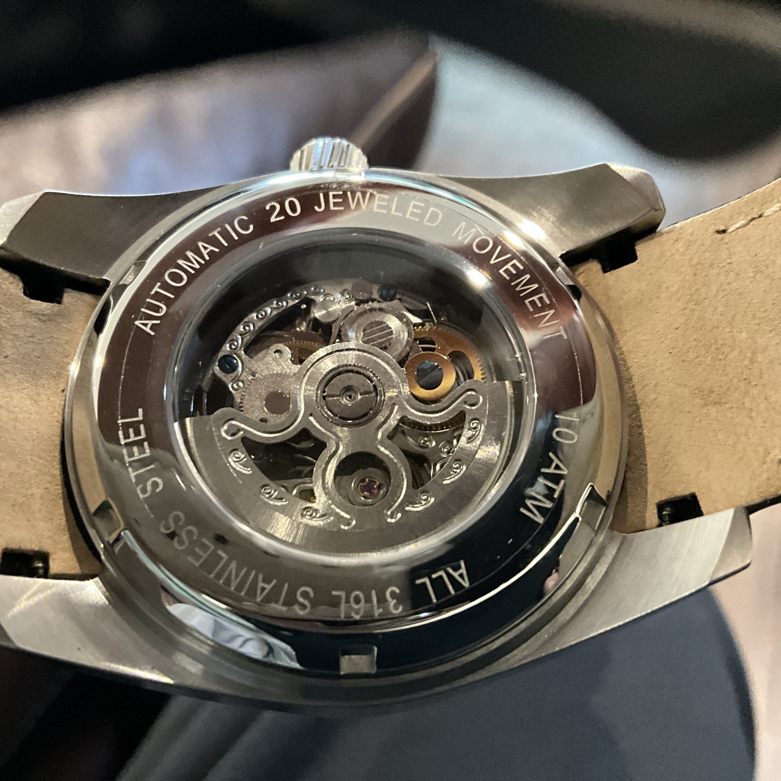 Heritor Automatic Regulator Semi-Skeleton Mens Watch Black Dial Leather Strap