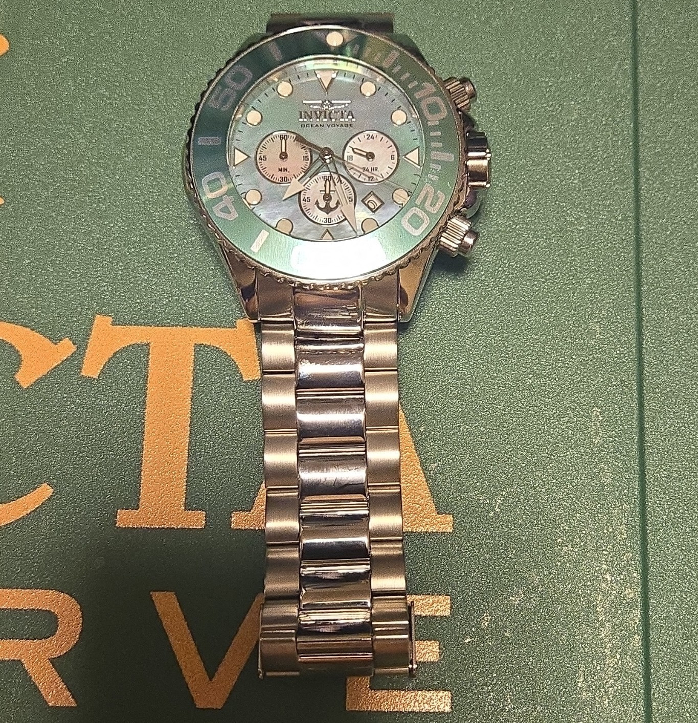 Invicta Ocean Voyage 50mm Quartz Chronograph Date 200m Blue Dial SS