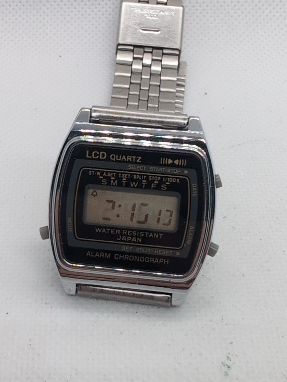 Vintage LCD Japan Made Chronograph Quartz Men’s Watch Sz. 7 3/4″