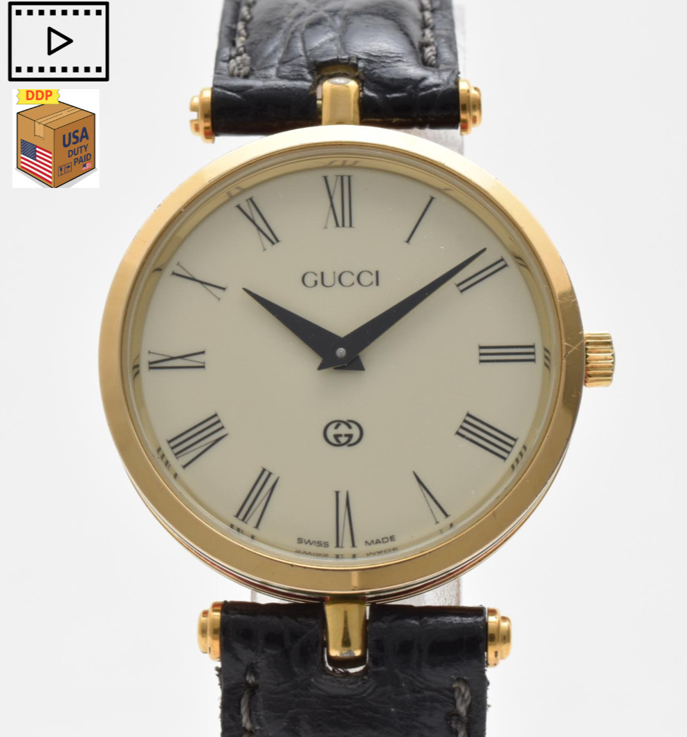 Vintage [Exc+5] Gucci 2000M Gold Ivory Sherry Line 30mm Men’s Quartz Watch JAPAN