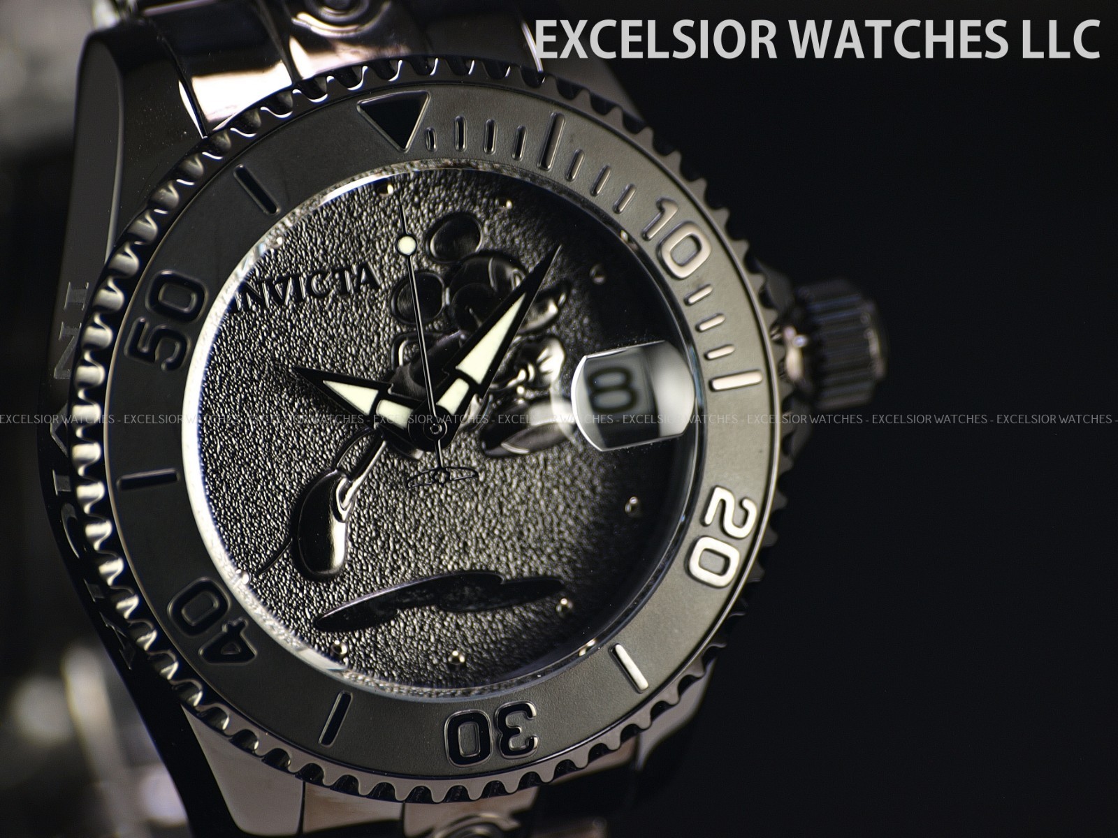 RARE Invicta Disney Women’s 38mm GRAND DIVER NH35 Automatic All Black SS Watch