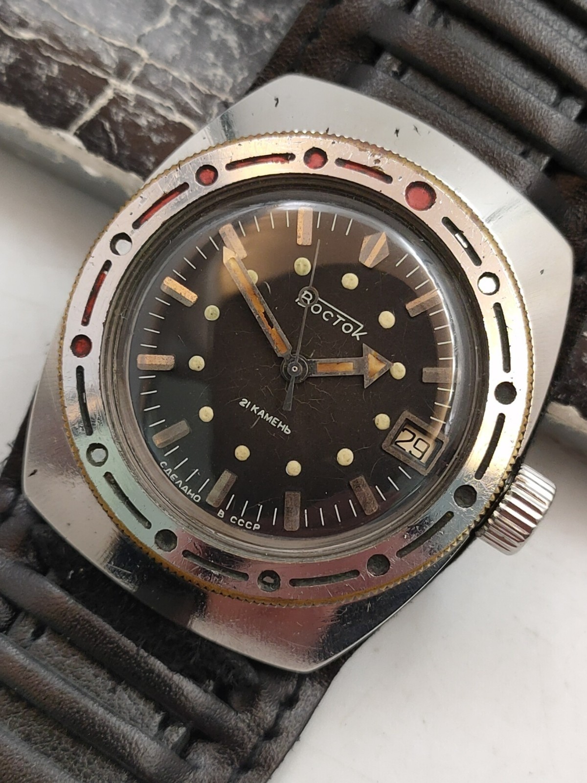Vintage Soviet Wrist Watch VOSTOK Wostok AMPHIBIA barrel USSR 1980s