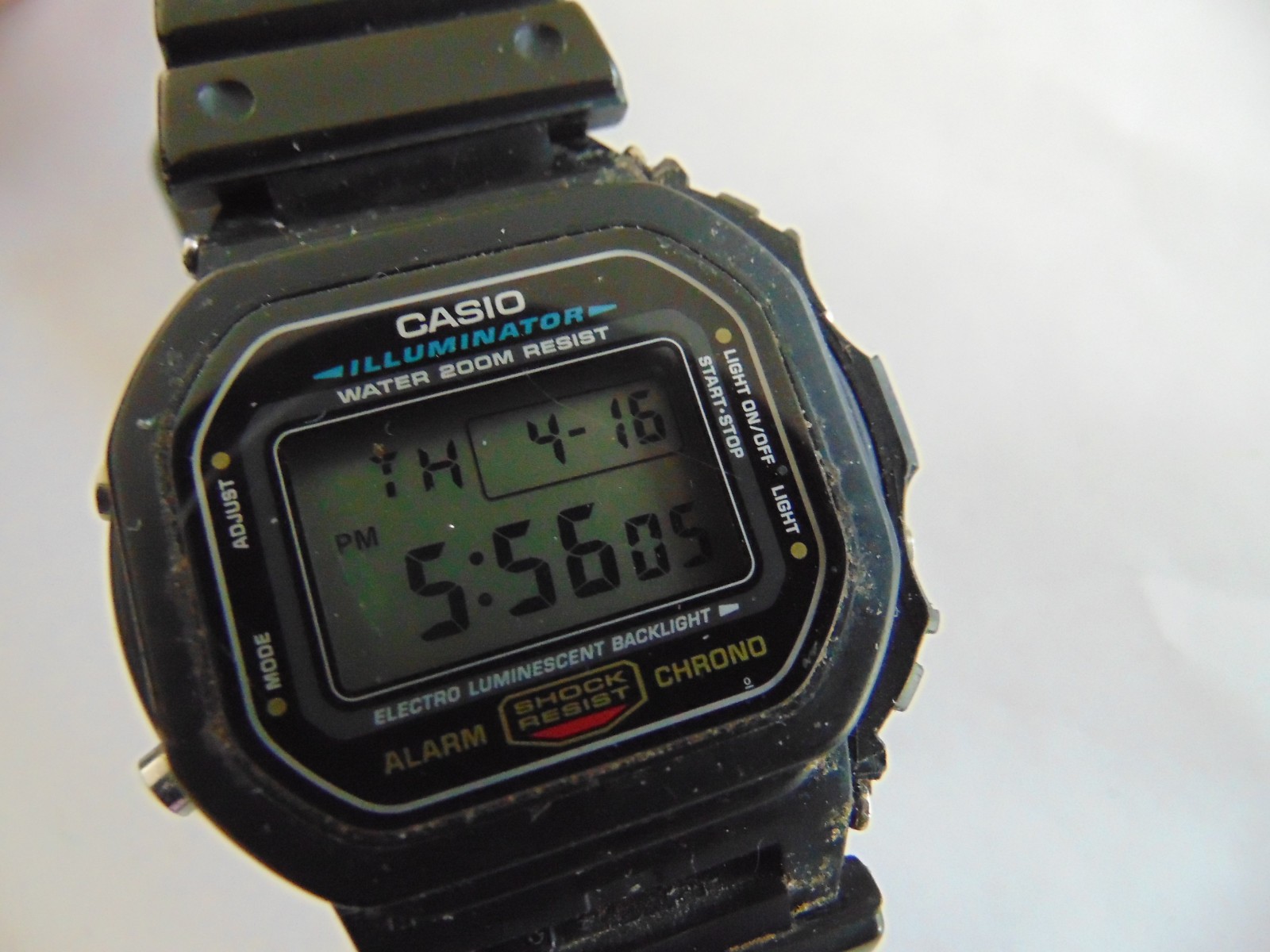Vintage Casio G-Shock DW-5600E Illuminator Digital Watch 200M Alarm Chrono *READ