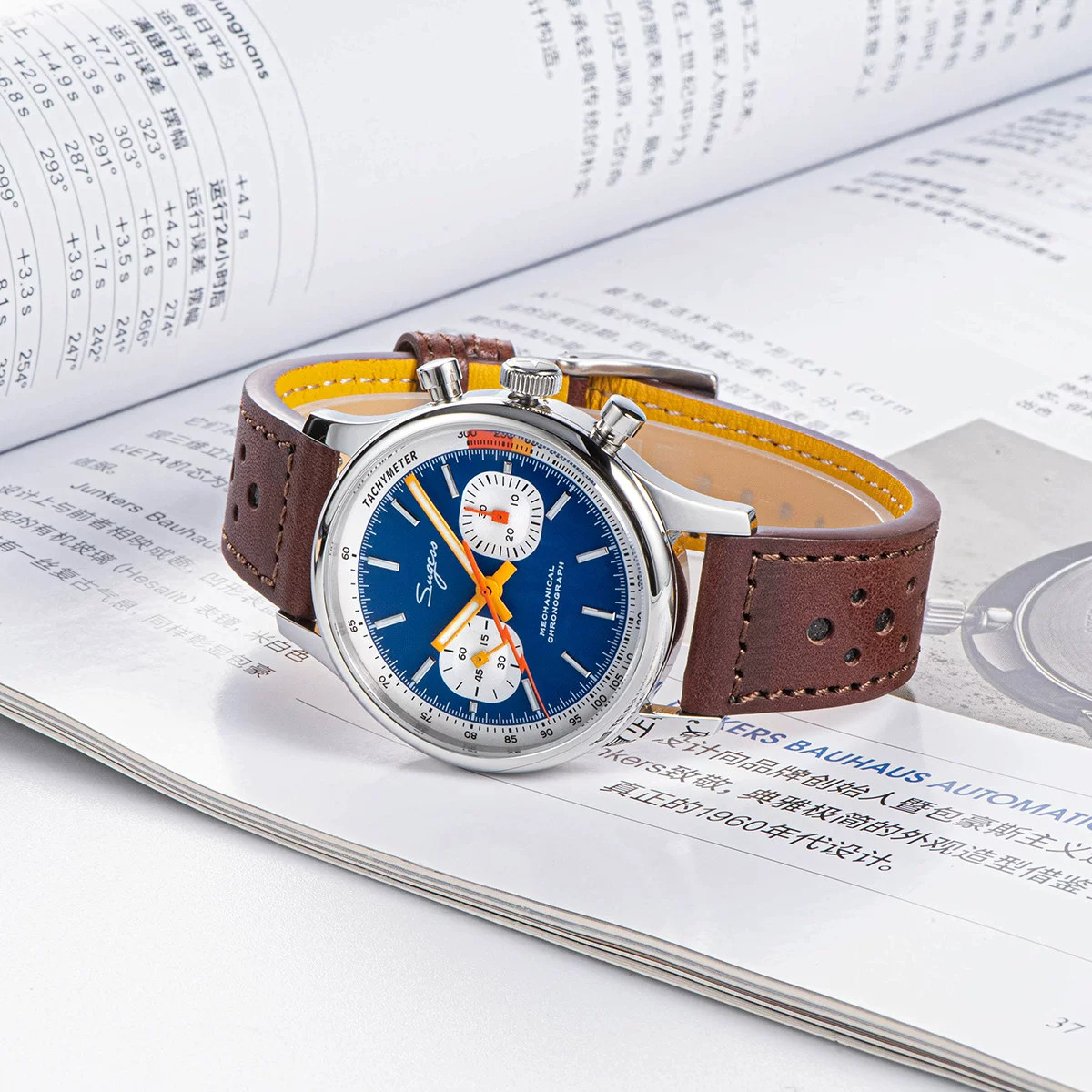 Sugess Chrono Heritage ST1901 SWAN NECK Watch Blue Dial Chrono SEAGULL 1963 USA
