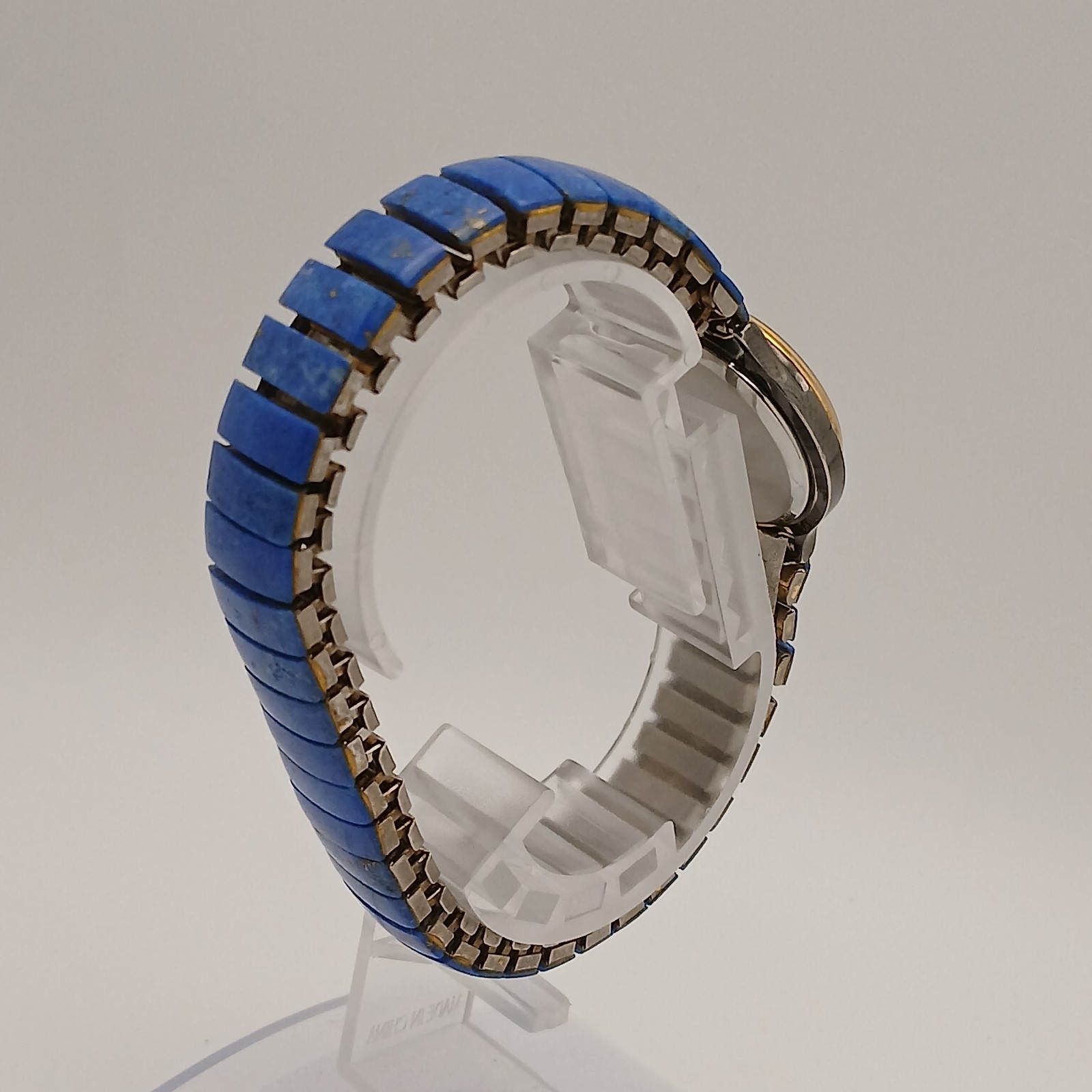 Bear Wan Handmade Quartz Watch Natural Lapis Lazuli Stone Dial Blue Leather