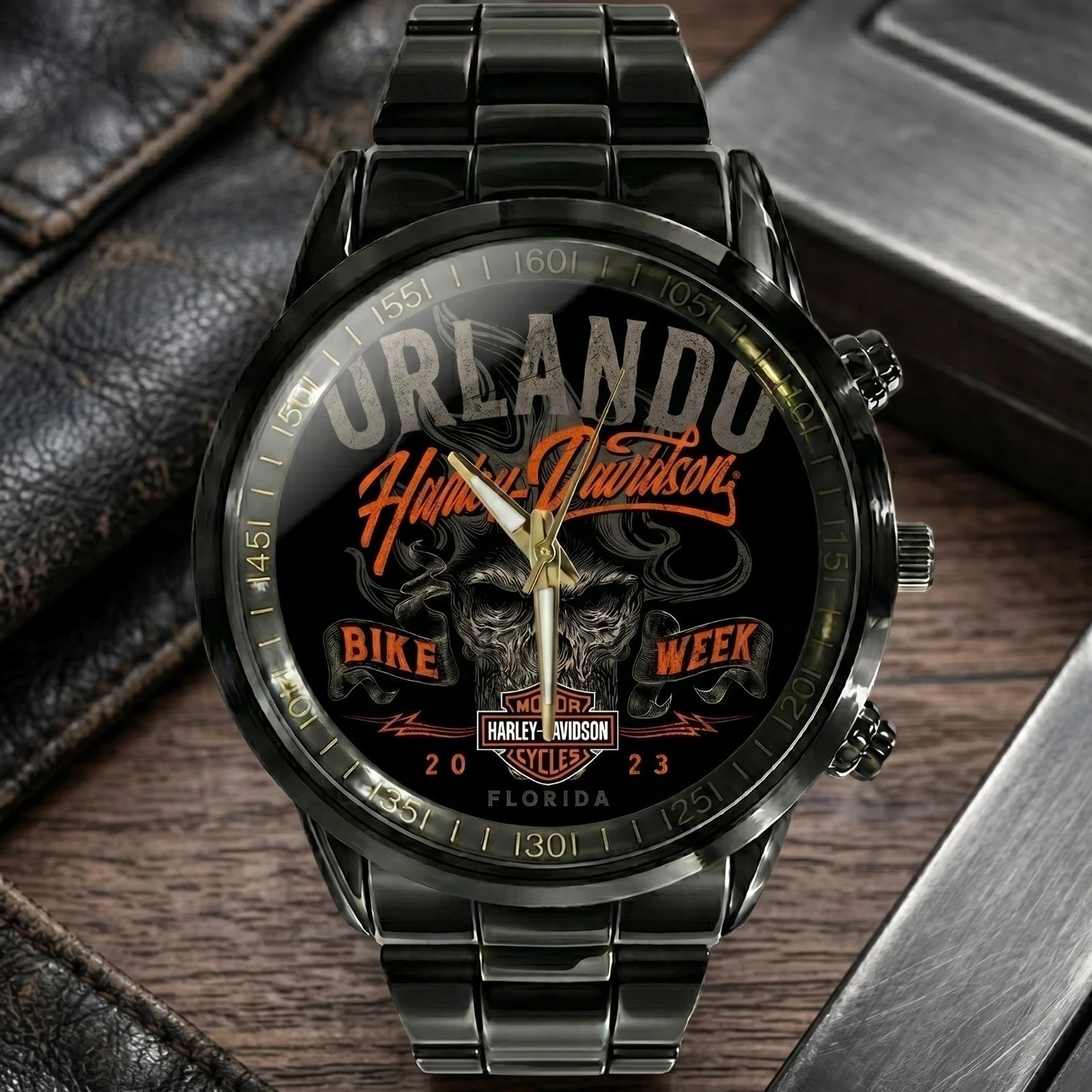 Orlando Harley Davidson Bike Week Black Stainless Steel Watch Biker Gift