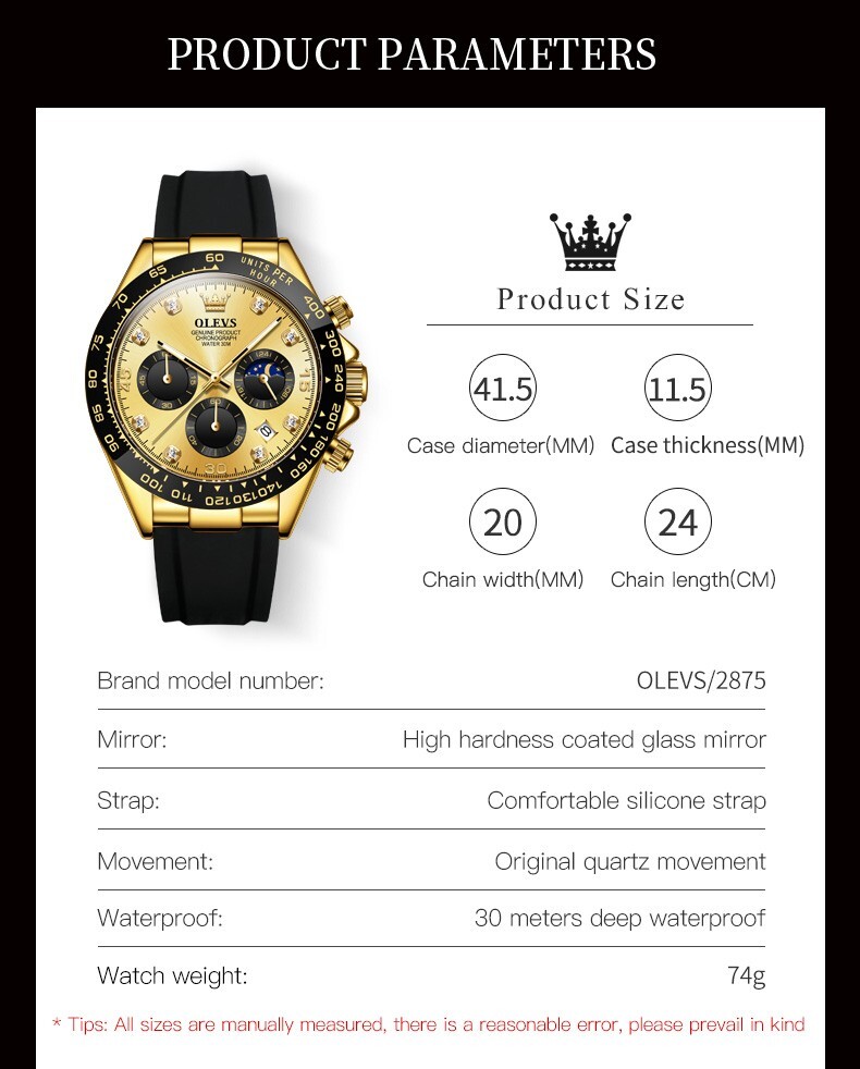 Waterproof Quartz OLEVS Watch Luxury Business Luminous Men’s Date Strap
