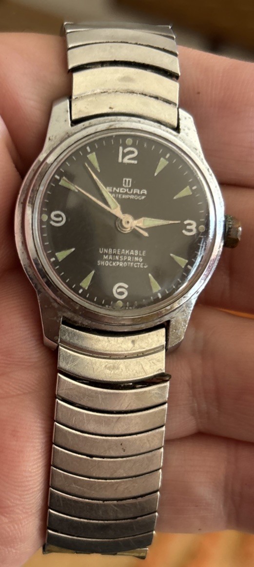 Vintage Endura Men’s Watch Black Dial Military ? Working Swiss Made