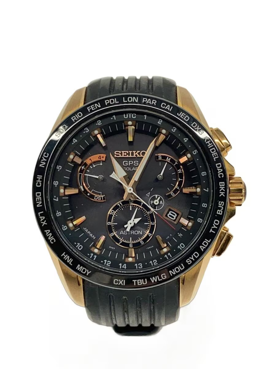 SEIKO Quartz Watch Analog Rubber BLK BLK 8X53 0AC0 2
