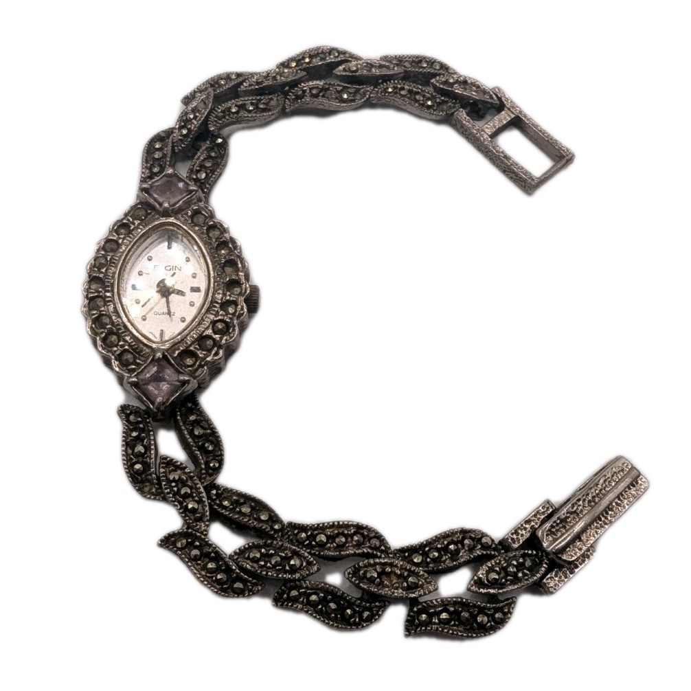 Elgin Women’s Silver Oval Quartz Dress Wristwatch Stainless Steel Bracelet