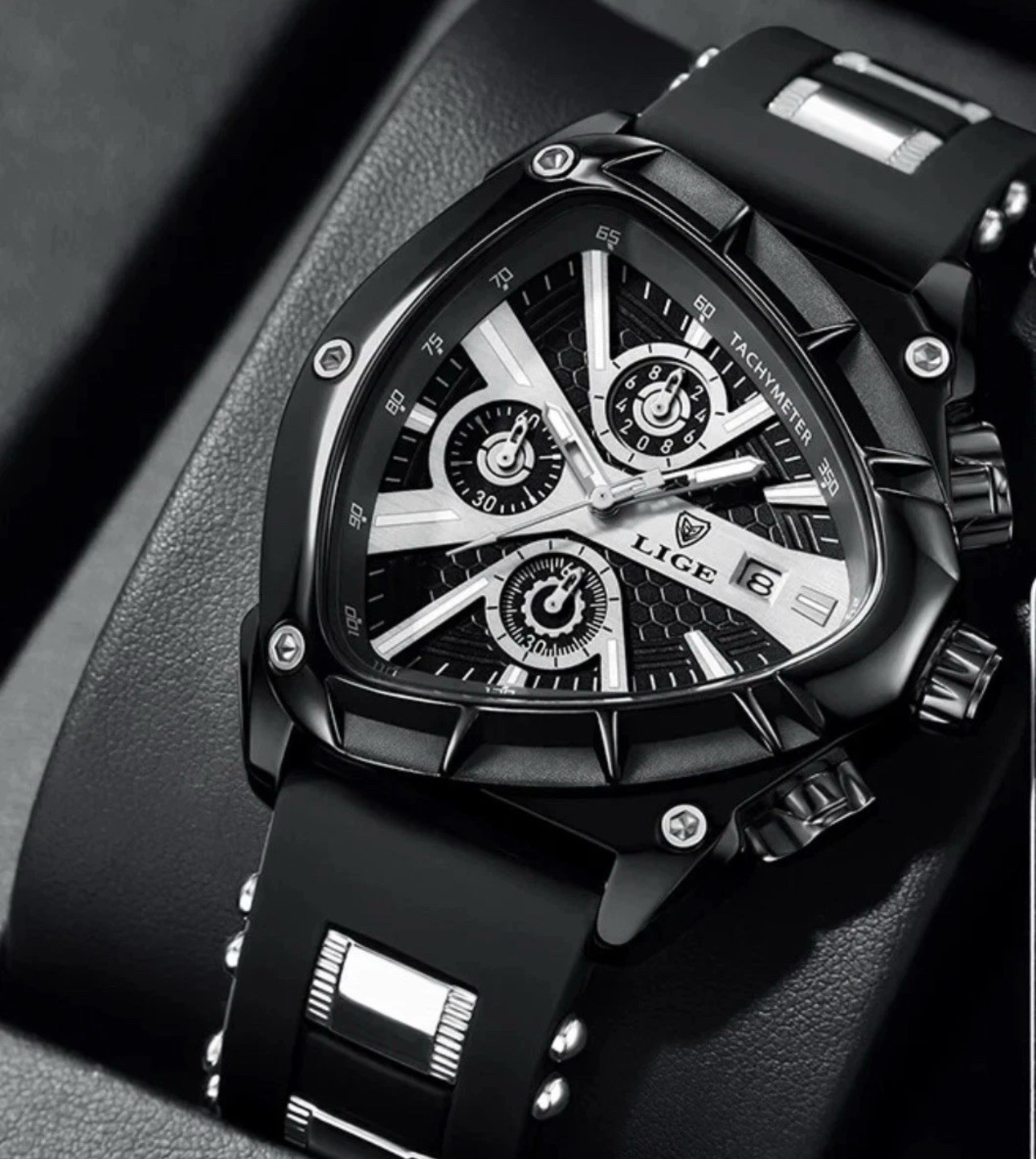 Men Watch Triangle Chronograph Military Wristwatch Sport Army Mens Watches New