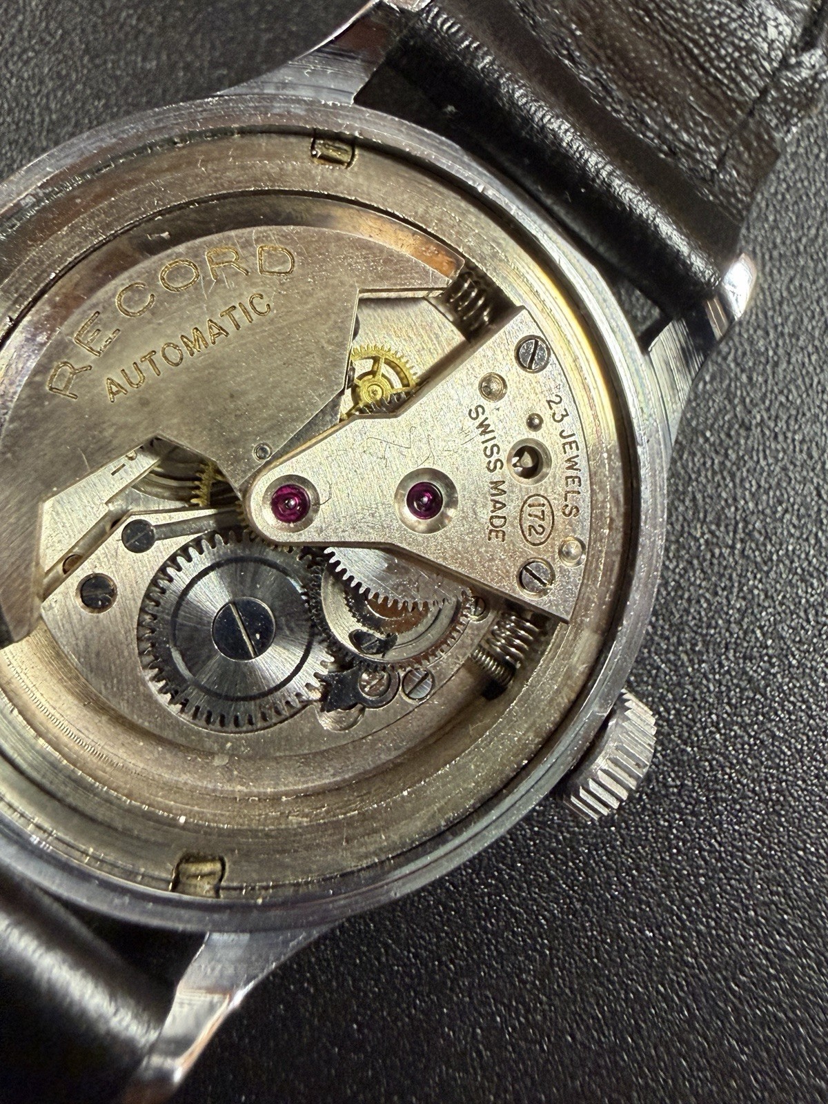 Record Vintage Bumper Automatic Cal. 172 23J Sector Dial 35mm Rare Watch 1950s