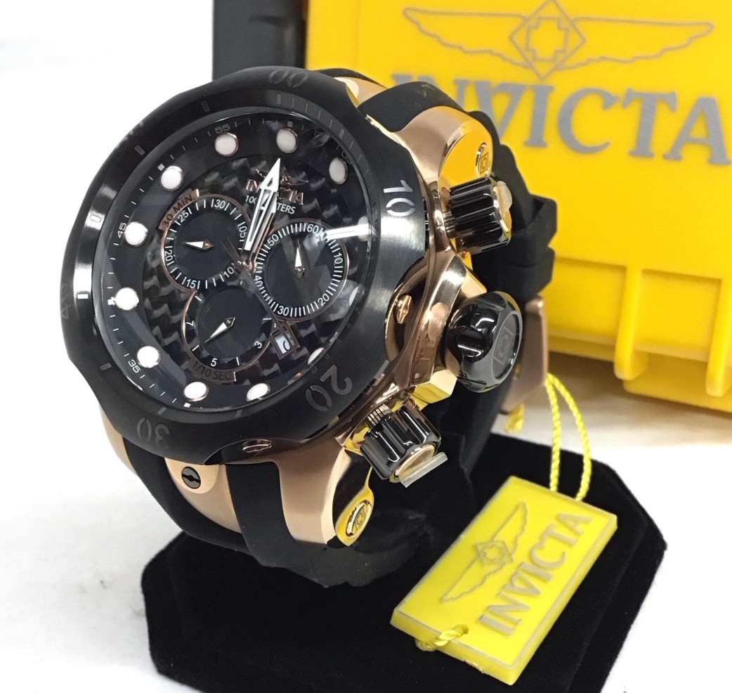 Invicta Reserve 0361 52mm Venom Chronograph Rose Gold Case Swiss Watch