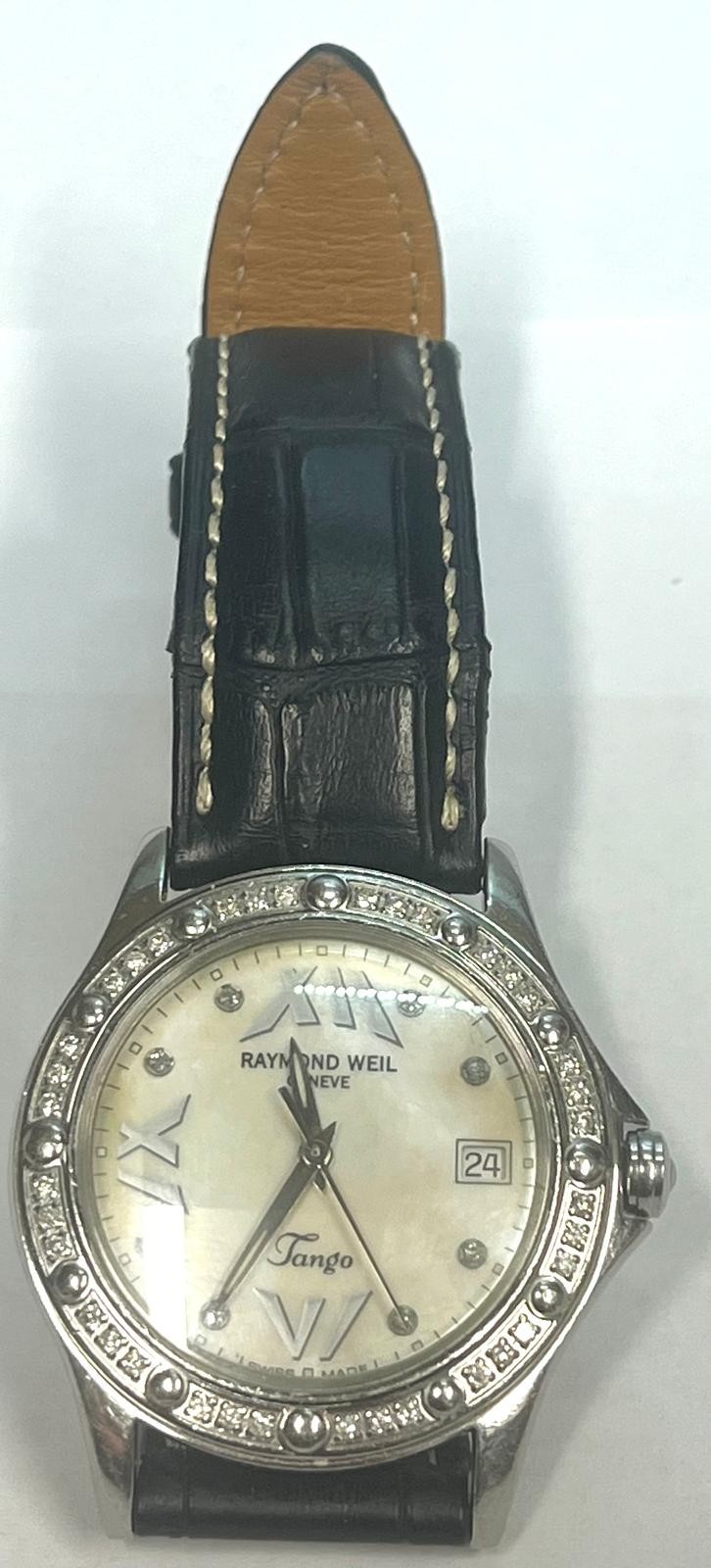 RAYMOND WEIL TANGO 5590 44MM MOP AND DIAMOND QUARTZ WATCH