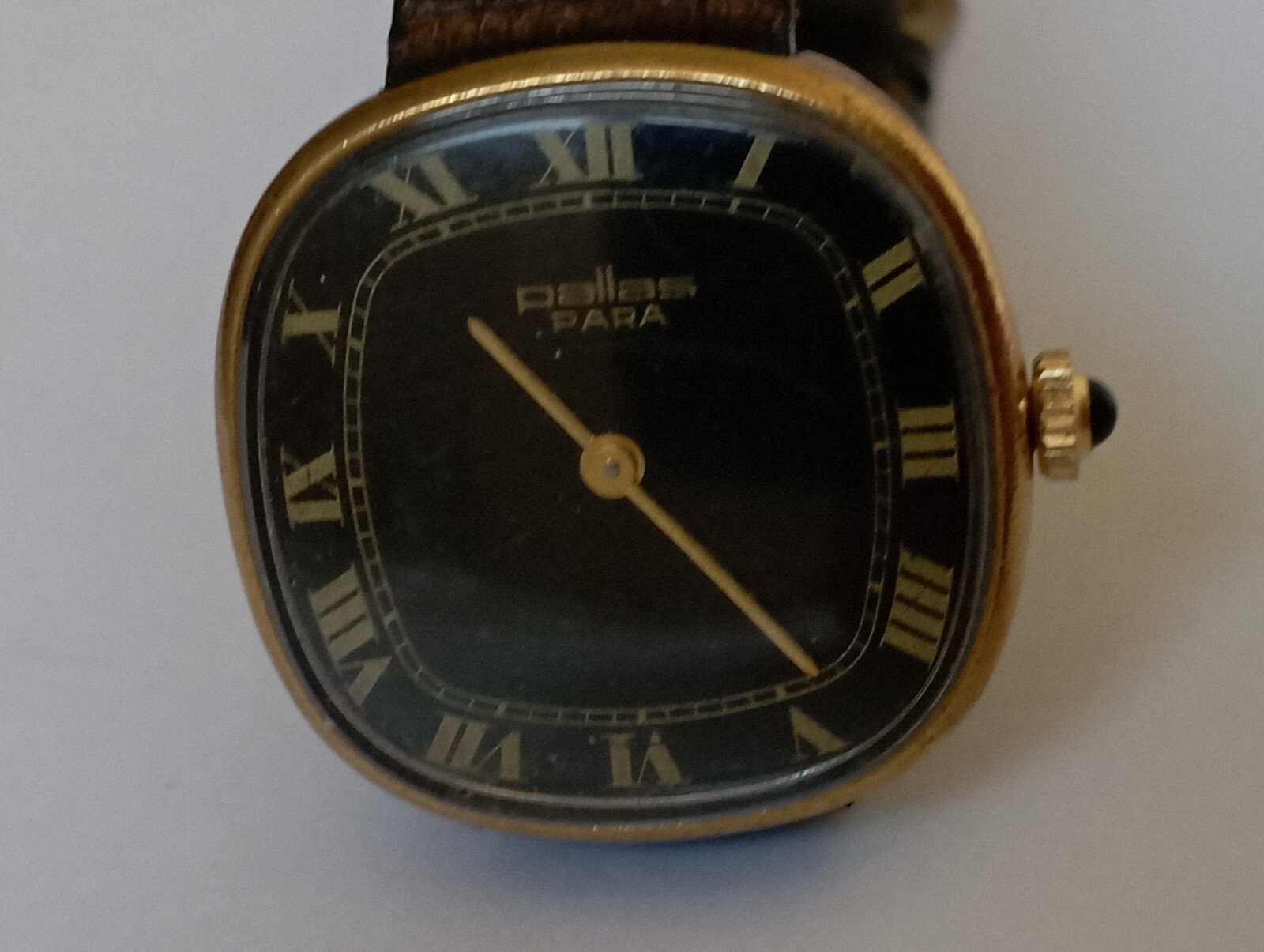 VINTAGE Swiss watch PALLAS PARA black dial gold colour cal. Lorsa 8FA from 1980