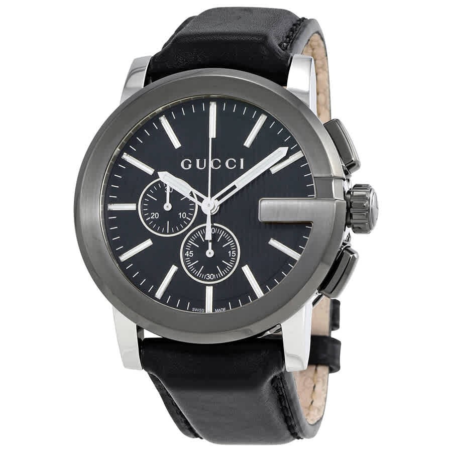 Gucci G-Chrono Black Dial Chronograph Leather Strap Men’s Watch – YA101205
