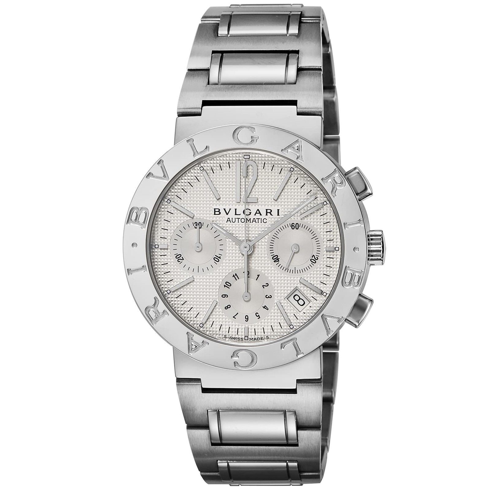 BVLGARI Chronograph BB38WSSDCH Silver Stainless Steel Men’s Watch New in Box