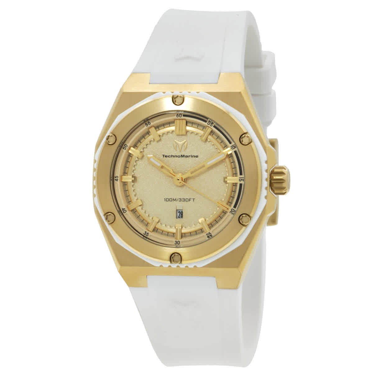 Technomarine Coral Quartz Gold Dial Ladies Watch TM-416080