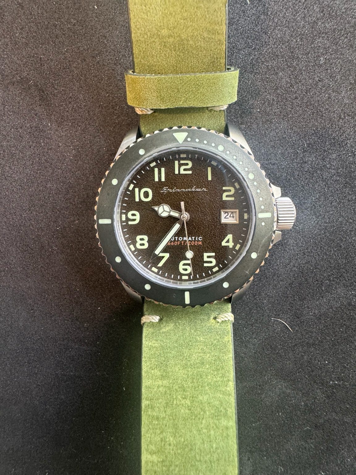 Spinnaker SP-5080-03 Automatic Diver Watch Brown Dial Green Strap 42mm NH35