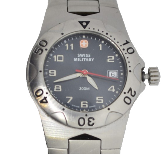 Swiss Military Womens Dive Watch 31mm Stainless Steel Date Fresh Battery