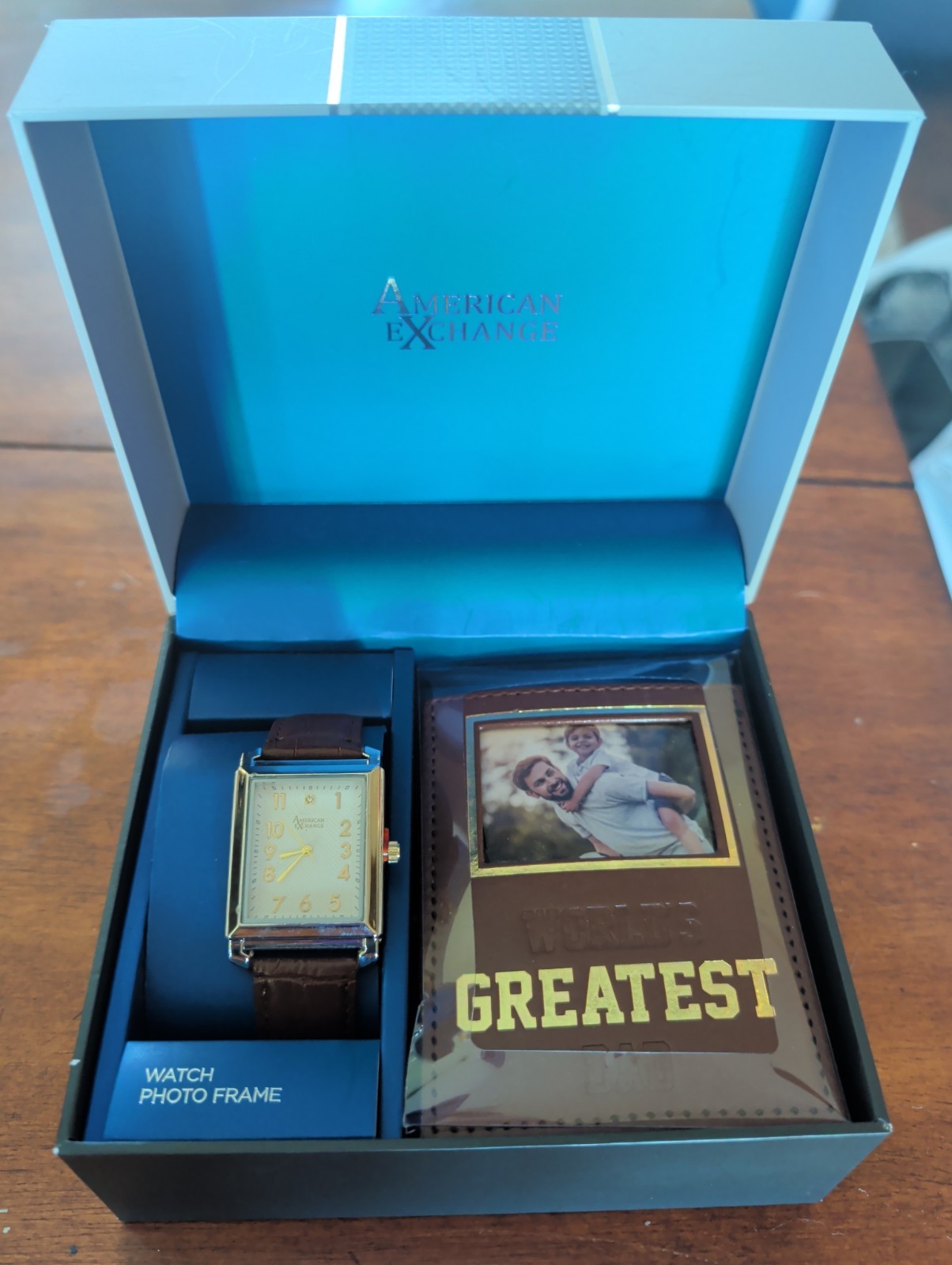 American Exchange Men’s Two-Tone Metal Alloy Analog Watch & Frame 42mm Gift Set