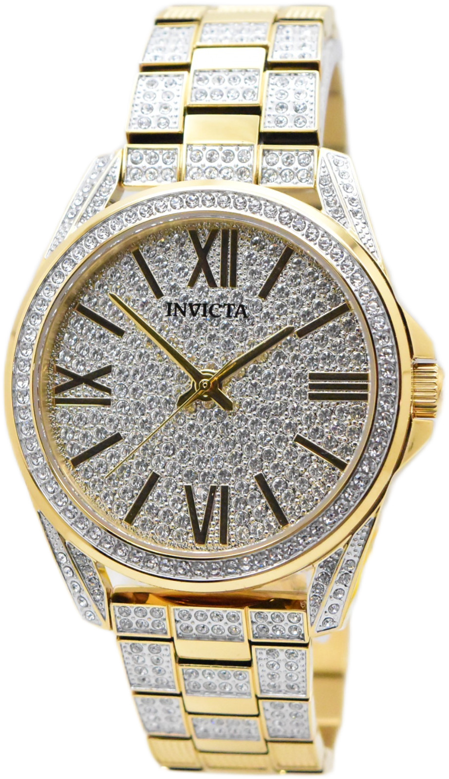 Invicta Celestial Lux Men’s 45mm Gold Pave 476 Crystals Quartz Watch 50297