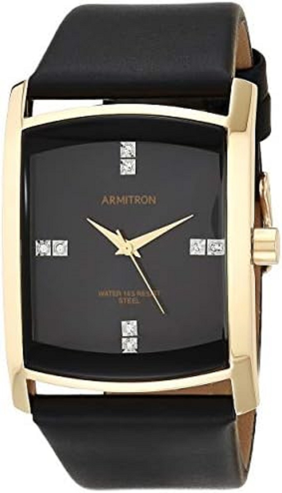 Men’s Genuine Crystal Accented Leather Strap Watch