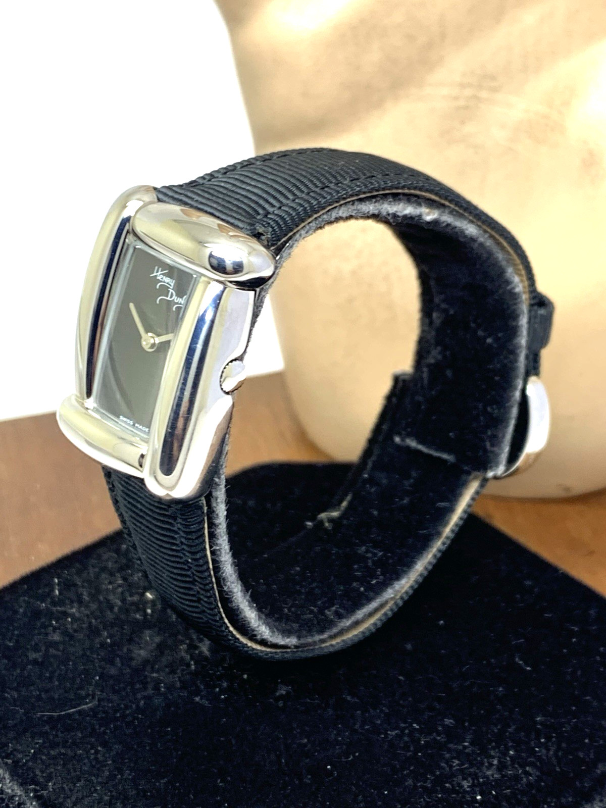Henry Dunay Sabi Women’s Watch Swiss Quartz Tank Black Dial Leather Nylon Strap