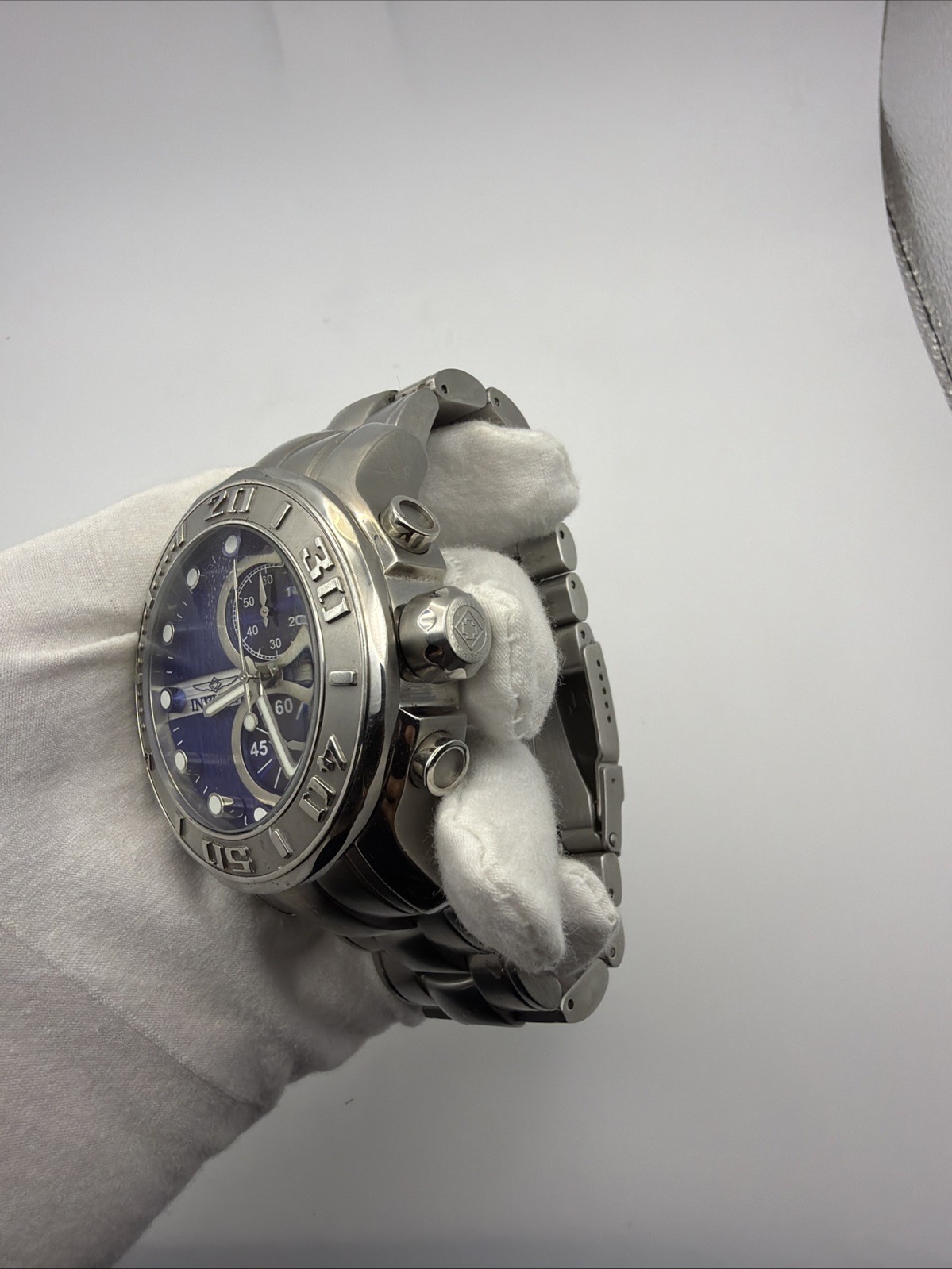 Invicta 0879 Pro Diver Swiss Chronograph Blue Dial Stainless New Battery Works