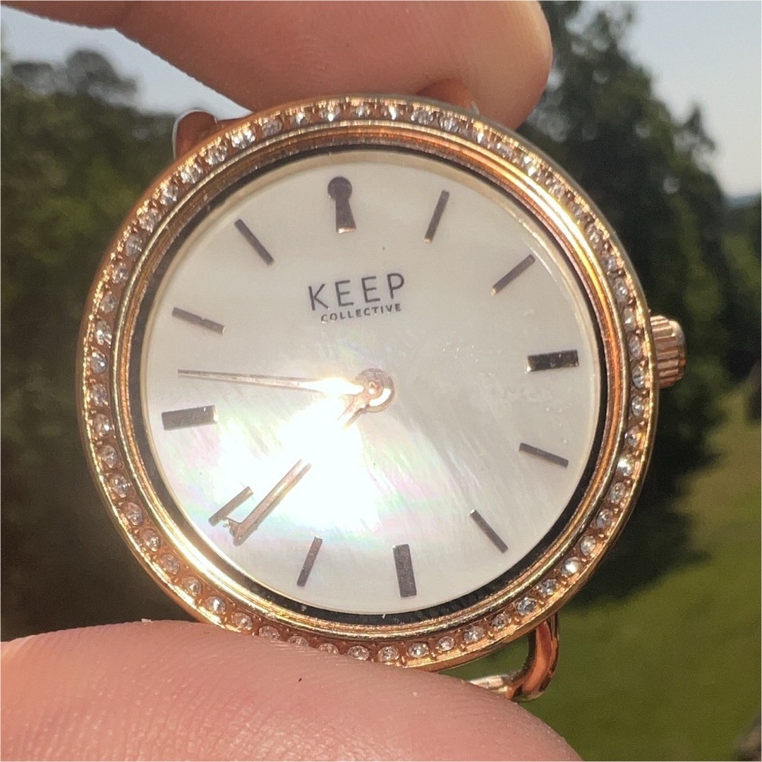 KEEP Collective Gold Stainless Steel Wristwatch Mother of Pearl Dial Analog