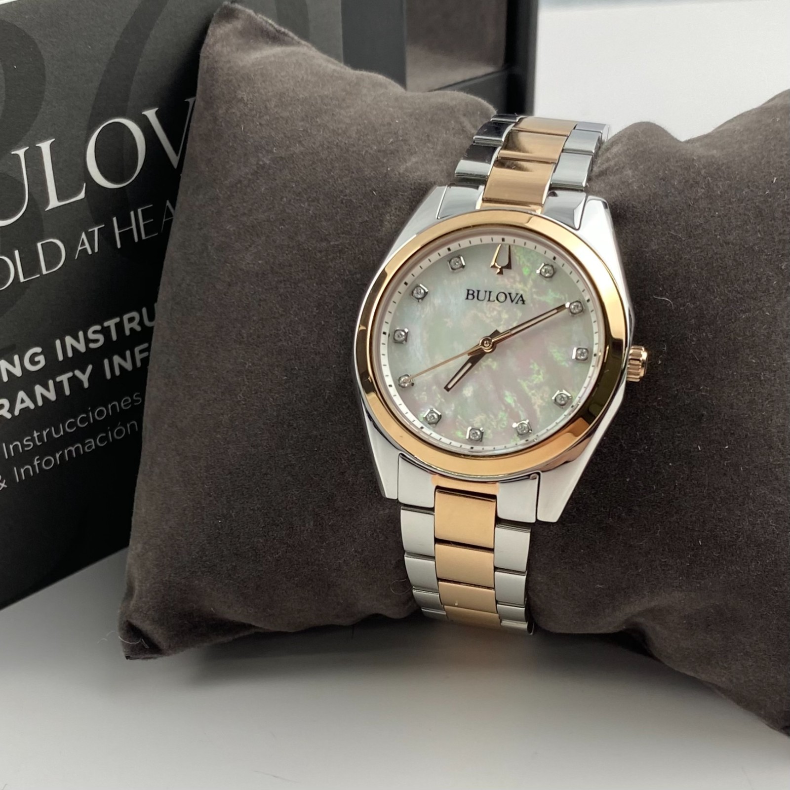 Bulova Surveyor 98P207 Women’s Watch Mother of Pearl White Dial Rose Gold