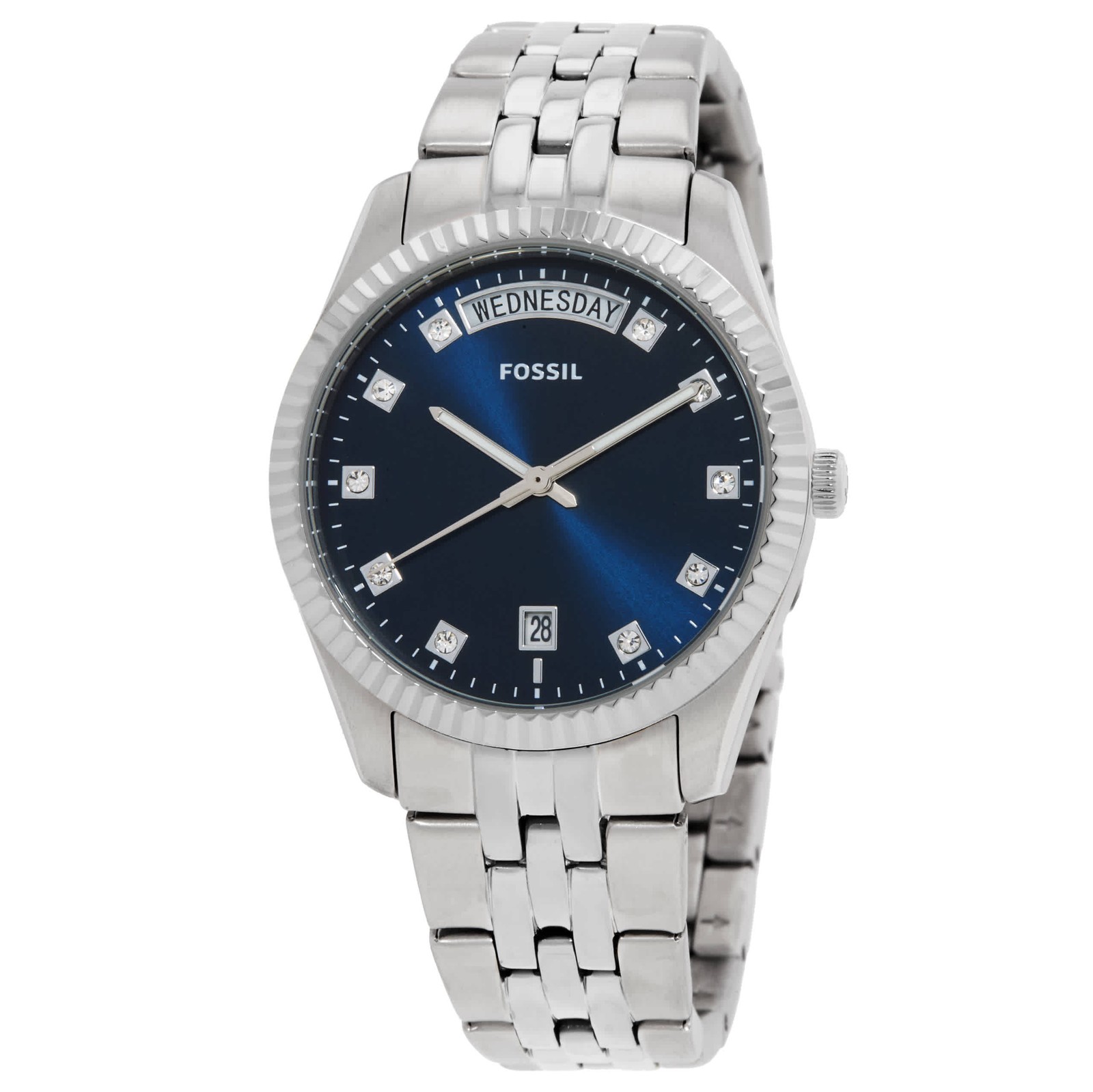 Fossil Scarlette Day-Date Quartz Blue Dial Ladies Watch ES5457