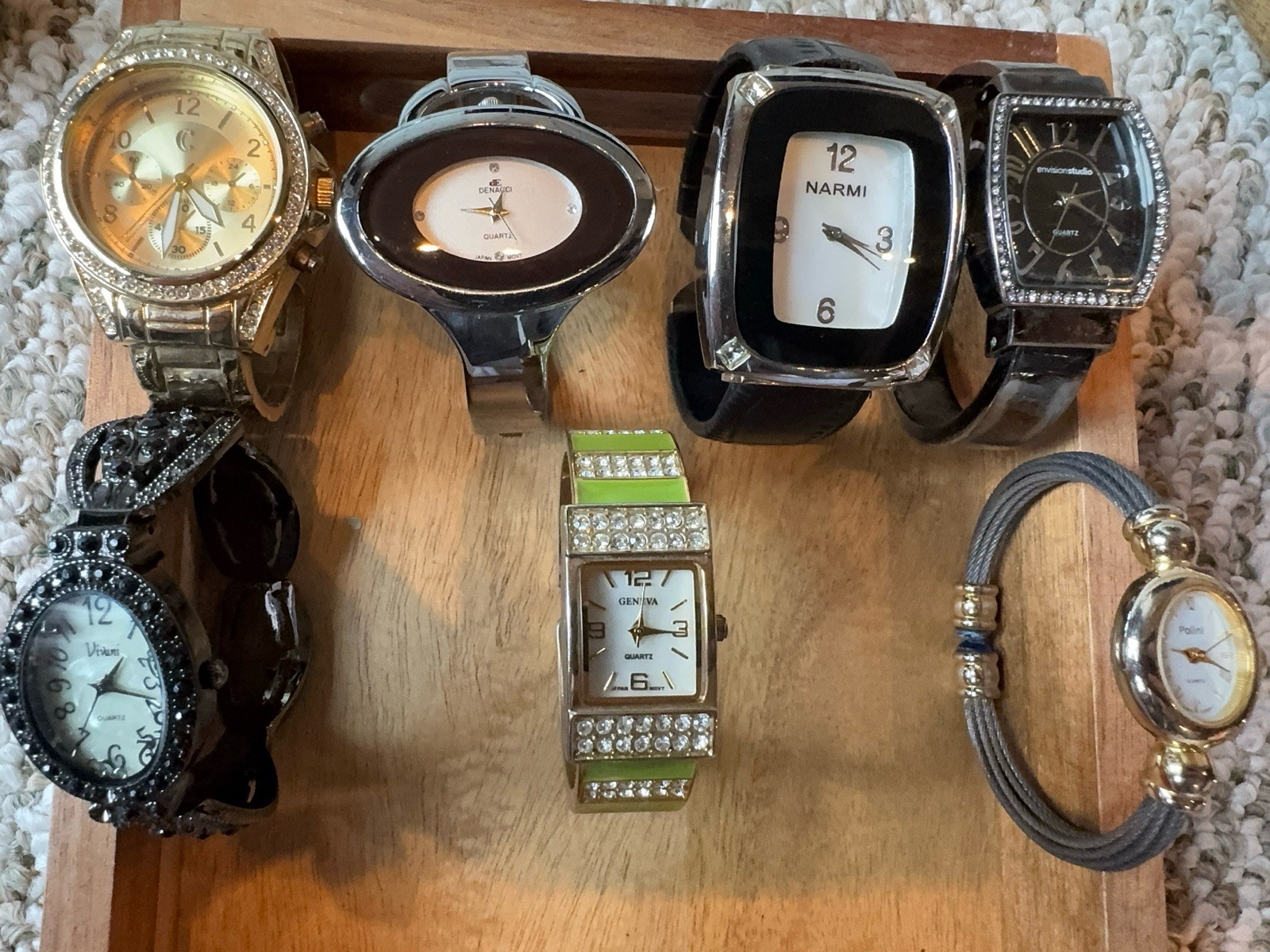 Vivani Geneva Denacci Narmi Envision Studio Polini quartz wristwatch lot of 7