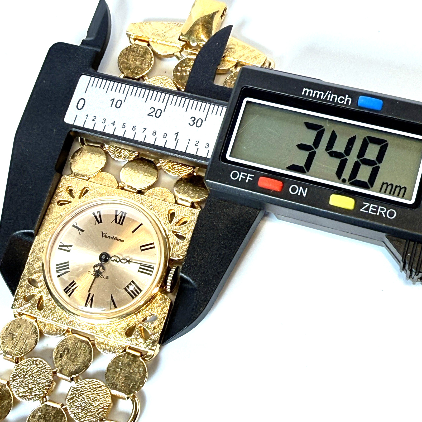 Vendome 7 Jewels France Vintage Ladies Mechanical Watch Gold Tone Bracelet Runs