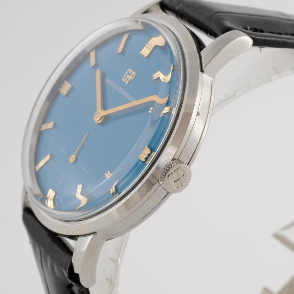 0% TARIFFS 0% SHIP VINTAGE JUMBO GIRARD PERREGAUX BLUE DIAL MANUAL WIND SWISS