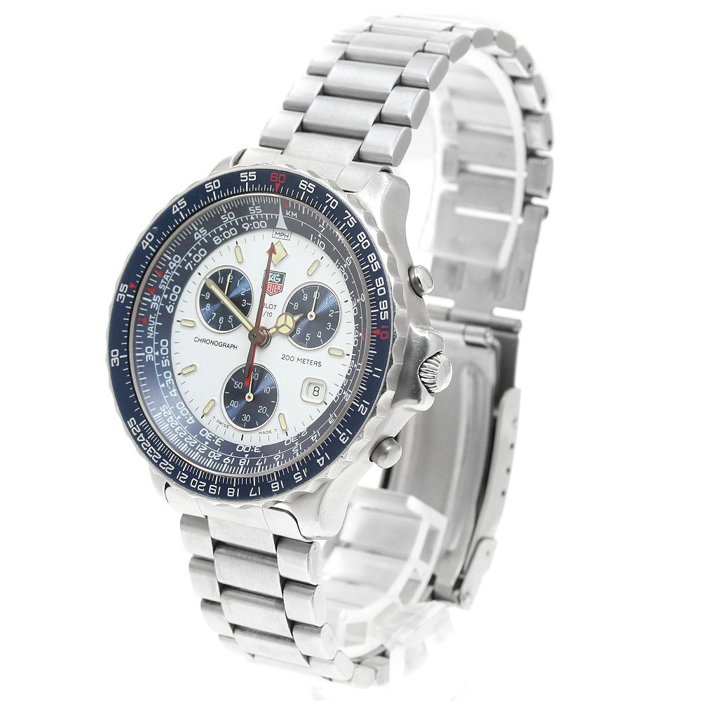 TAG HEUER pilot 530.806 Date Chronograph White / Navy Dial Quartz Men’s_965259
