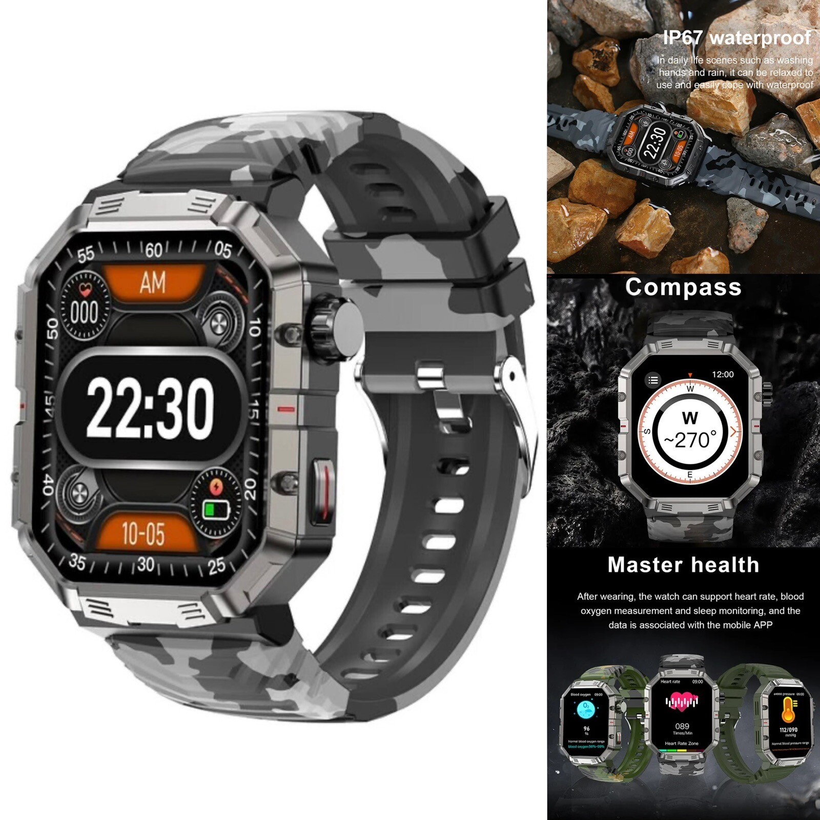 Bluetooth Smart Watch for Men (Answer/Make Calls)Rugged Tactical Fitness Tracker