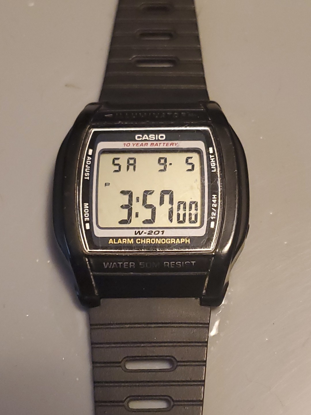 Casio W-201 Digital Unisex Watch Chronograph Alarm New Battery Basic Band added