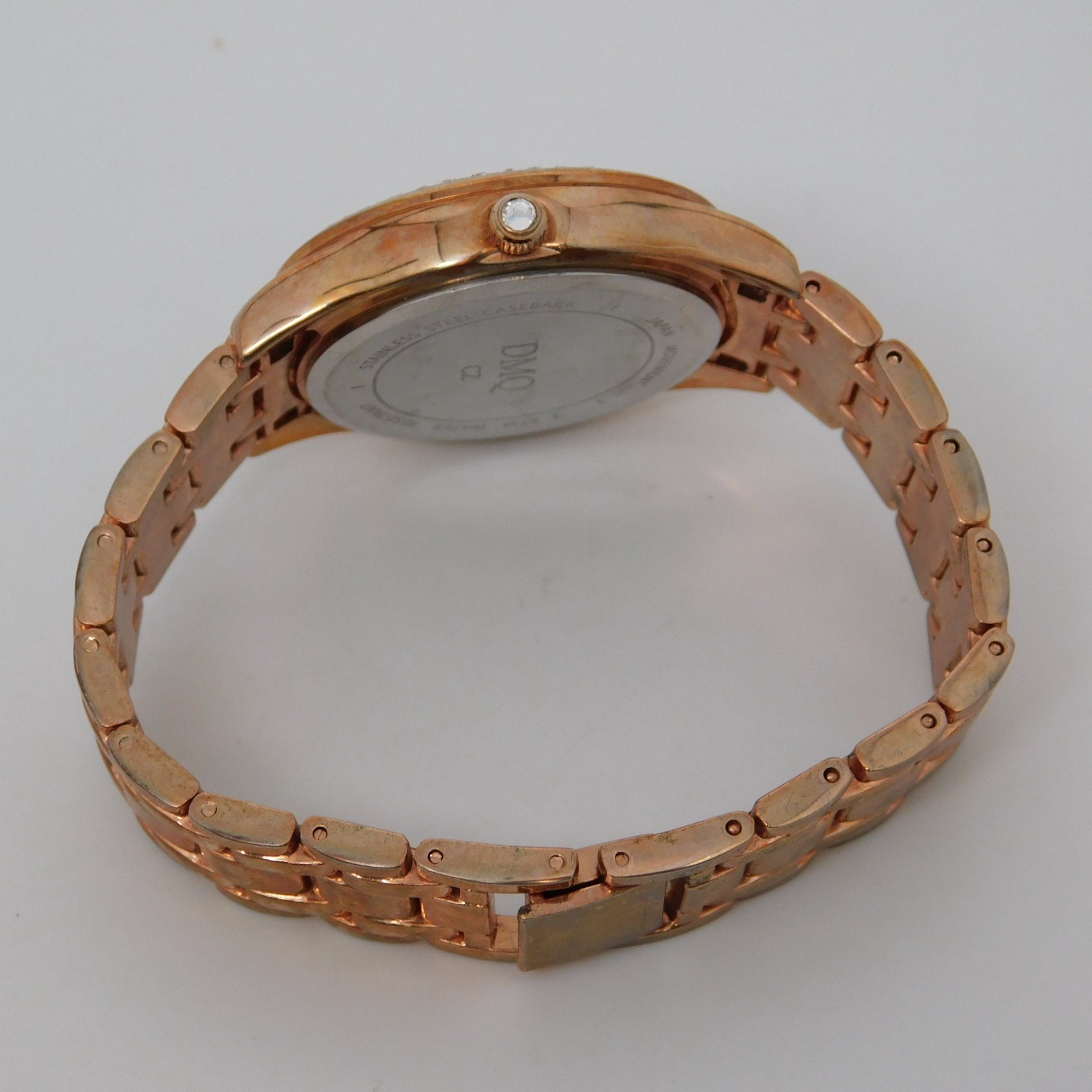 DMQ CZ Mother-of-Pearl Dial Quartz Analog Women’s Watch Sz. 6 1/4″ New Battery