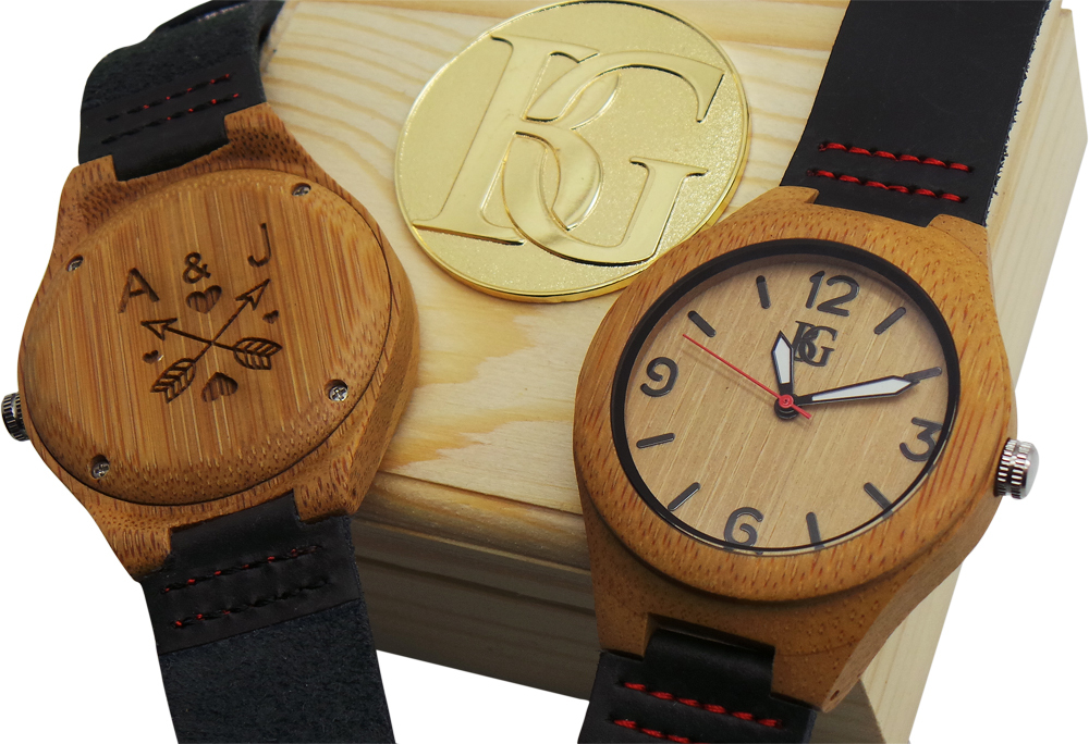 PERSONALISED Wood Leather Luxury Watch Lovers Engraved Unisex Wooden Box