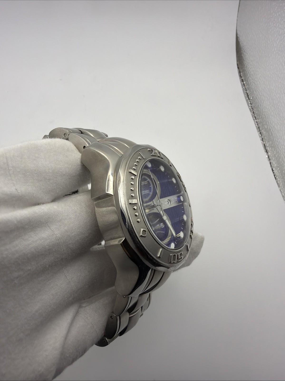 Invicta 0879 Pro Diver Swiss Chronograph Blue Dial Stainless New Battery Works