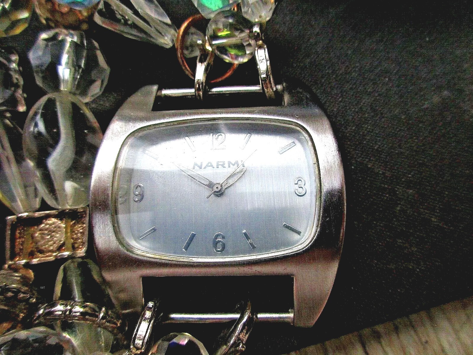 Narmi Watch With Stretch & Beaded Band 45mm Wide #1086