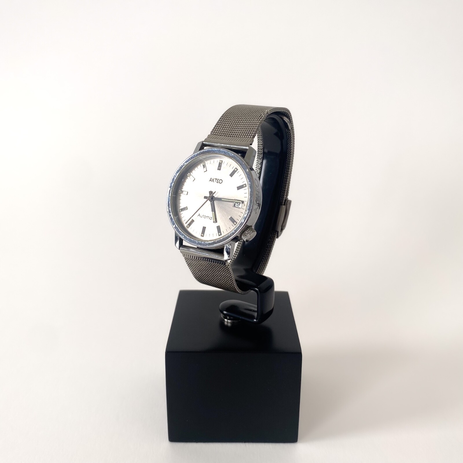 Vintage AKTEO Automatic Watch 25 Rubies – 90s – Stainless Steel