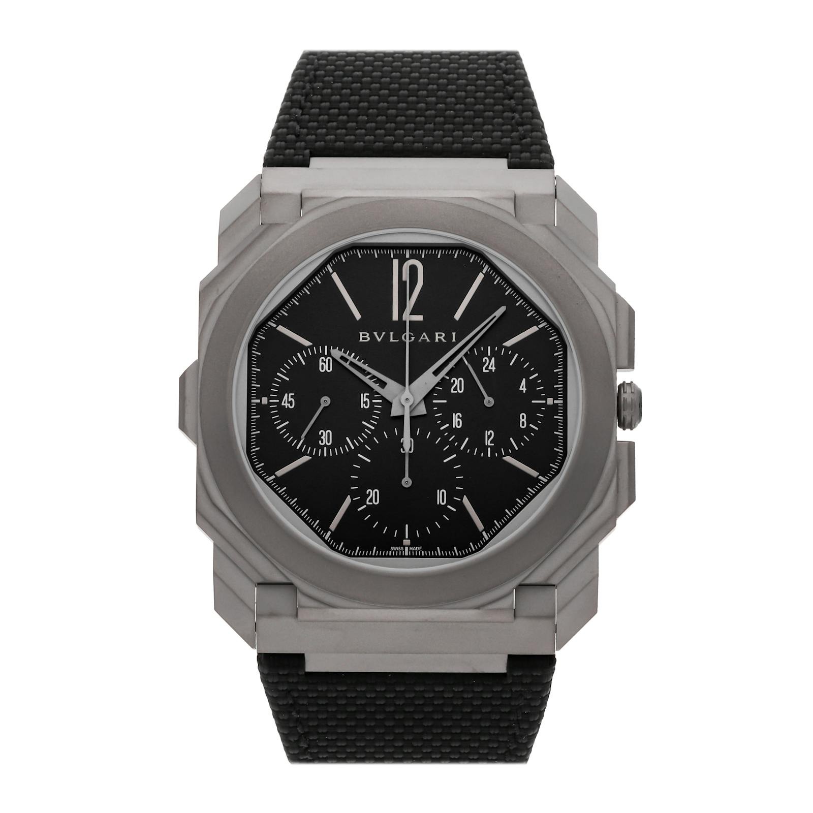 Bvlgari Octo Finissimo Chronograph Titanium 42mm Auto Strap Watch 103371