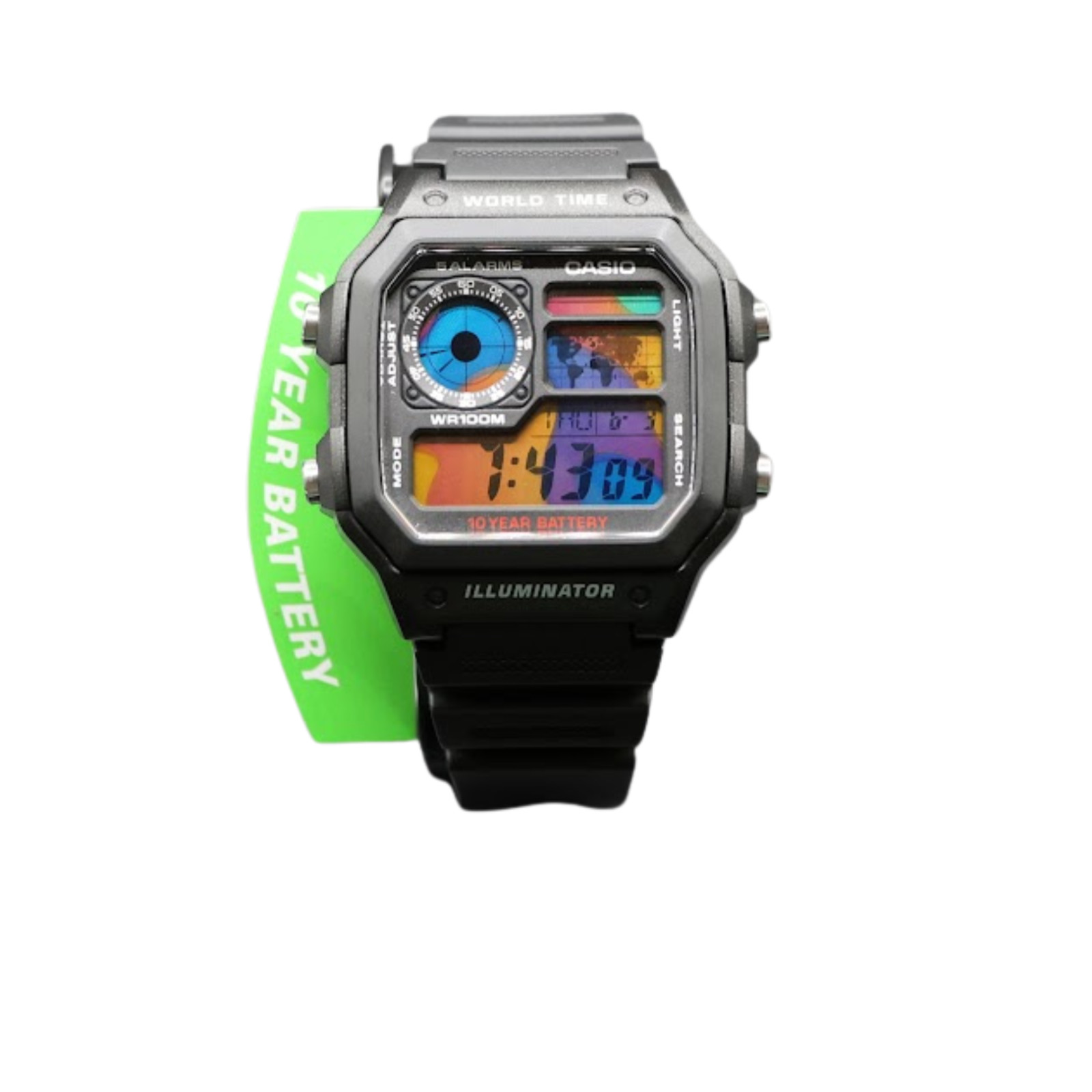 CASIO AE-1200WHD Royale World Time Watch Mod Colorful Wave Display