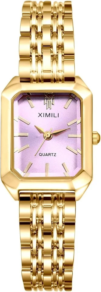 Women’s Gold Square Watch Stainless Steel Quartz Analog Bracelet Adjustable