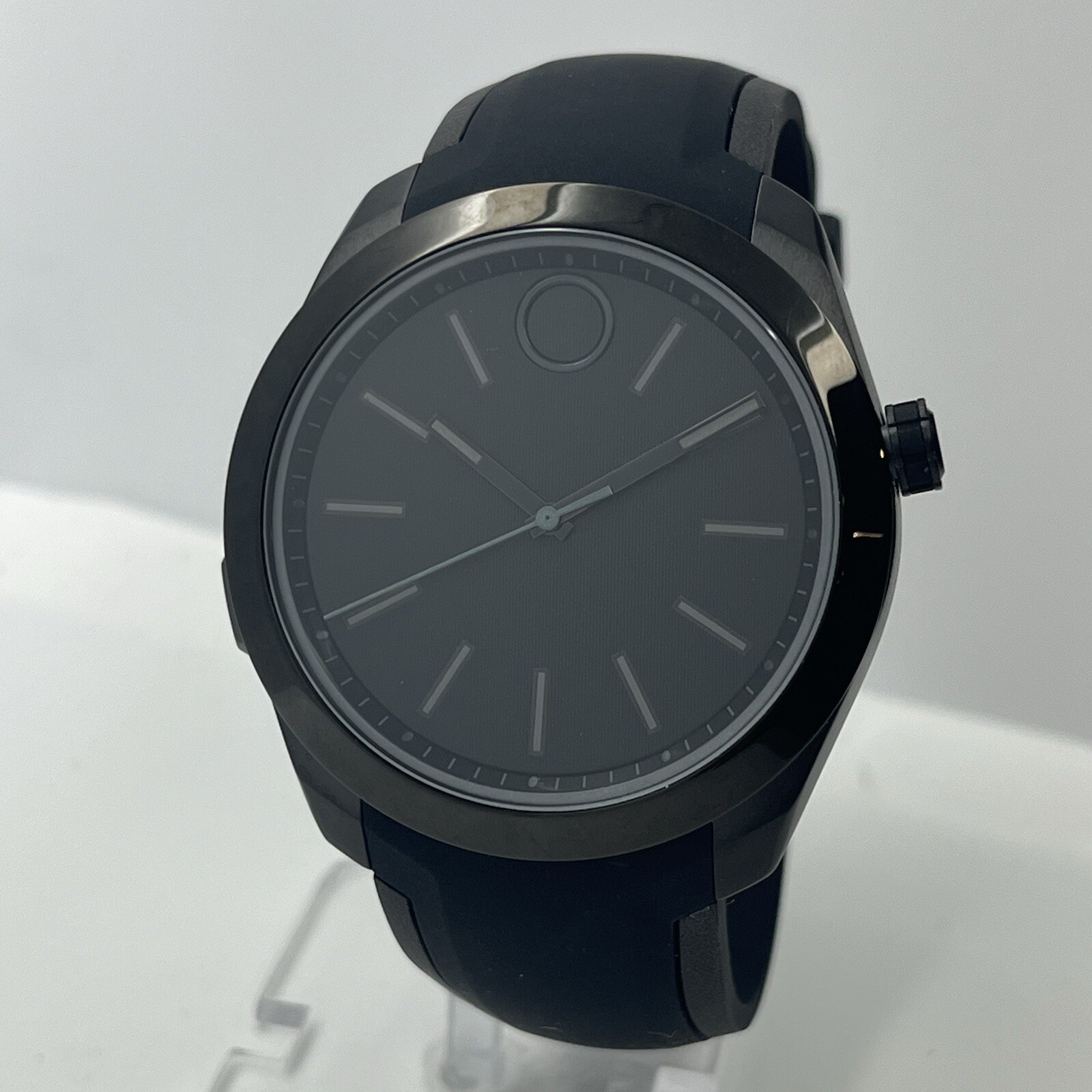 Movado BOLD Men’s Motion Silicone Band Black Steel 44mm Watch 3660002 *TIME ONLY